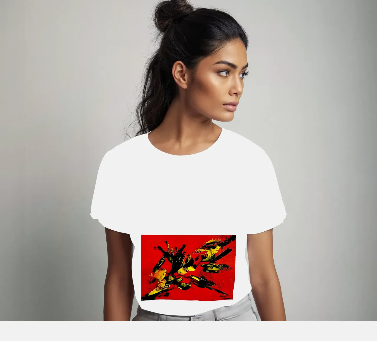 MESSAGE FROM THE HEART 1. t-shirt da Thierry Vobmann Abstract painting