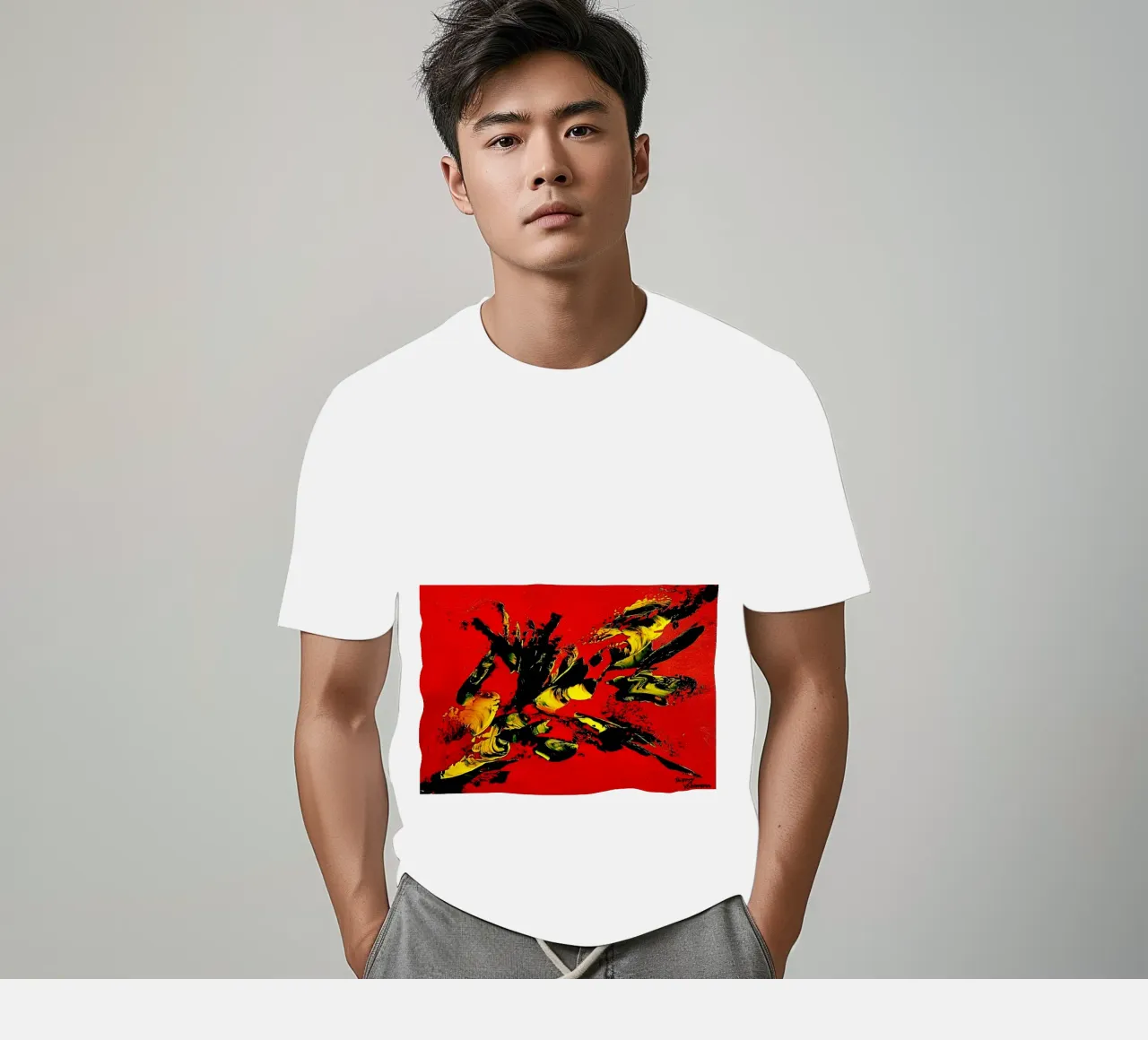 MESSAGE FROM THE HEART 1. t-shirt da Thierry Vobmann Abstract painting