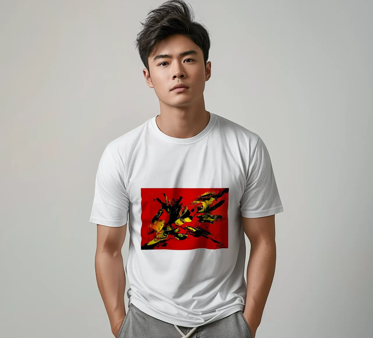 MESSAGE FROM THE HEART 1. t-shirt da Thierry Vobmann Abstract painting