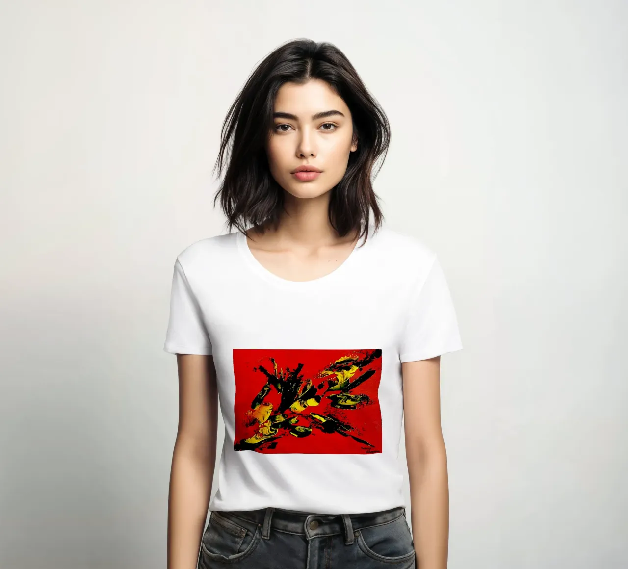 MESSAGE FROM THE HEART 1. t-shirt da donna da Thierry Vobmann Abstract painting