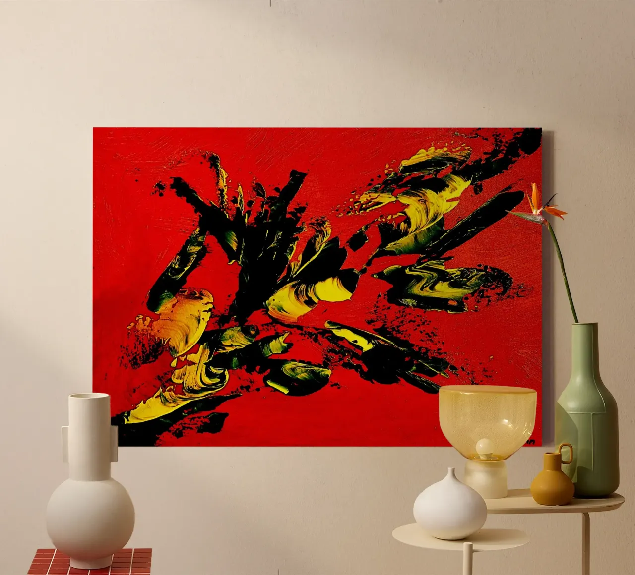 MESSAGE FROM THE HEART 1. canvas van Thierry Vobmann Abstract painting