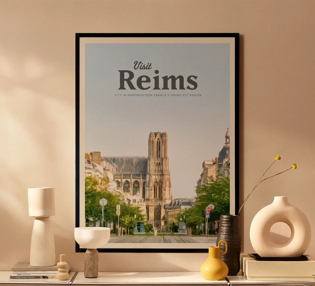 Viaggio a Reims poster con telaio in legno da Mercury Club