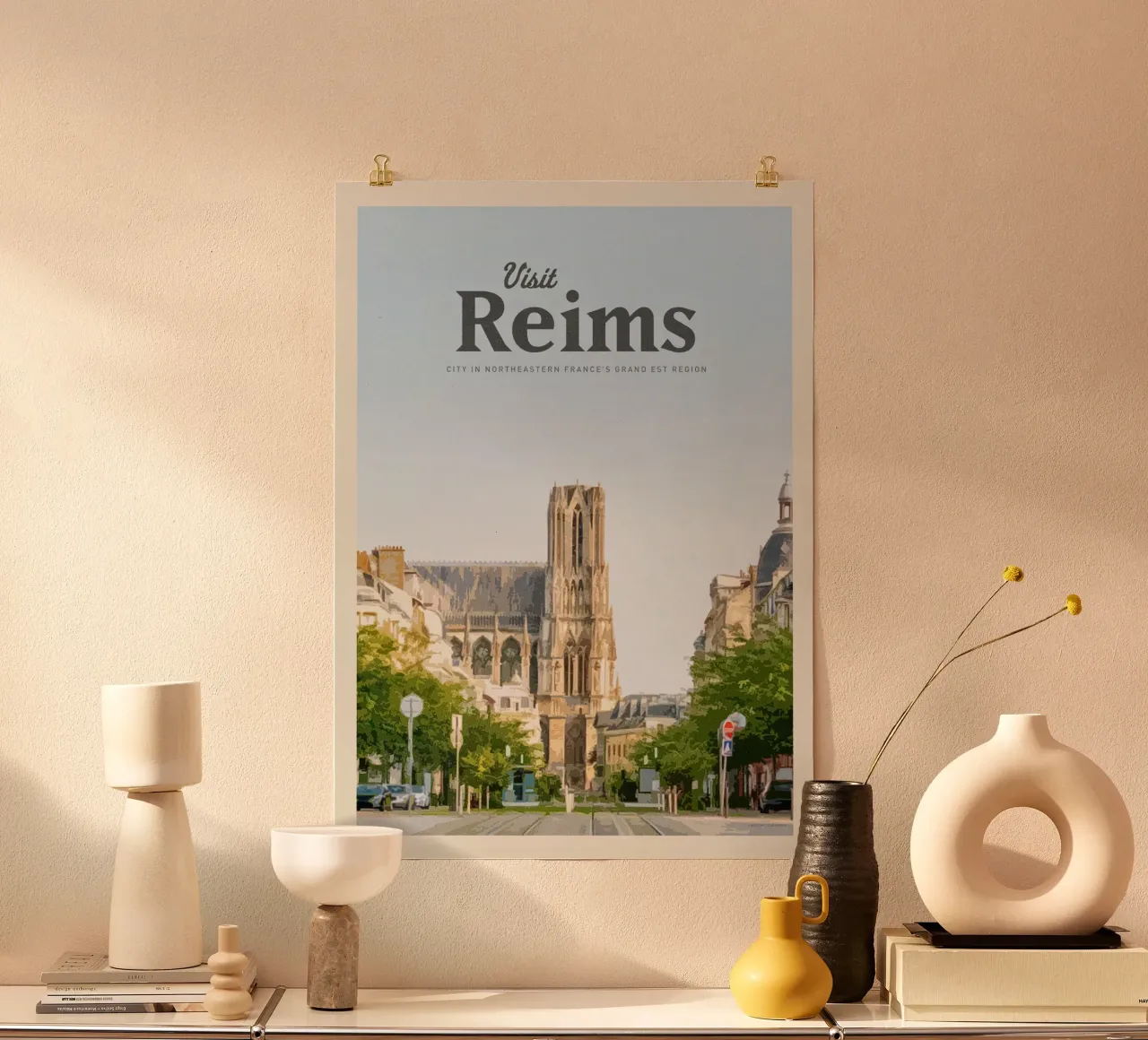Viaggio a Reims poster con telaio in legno da Mercury Club