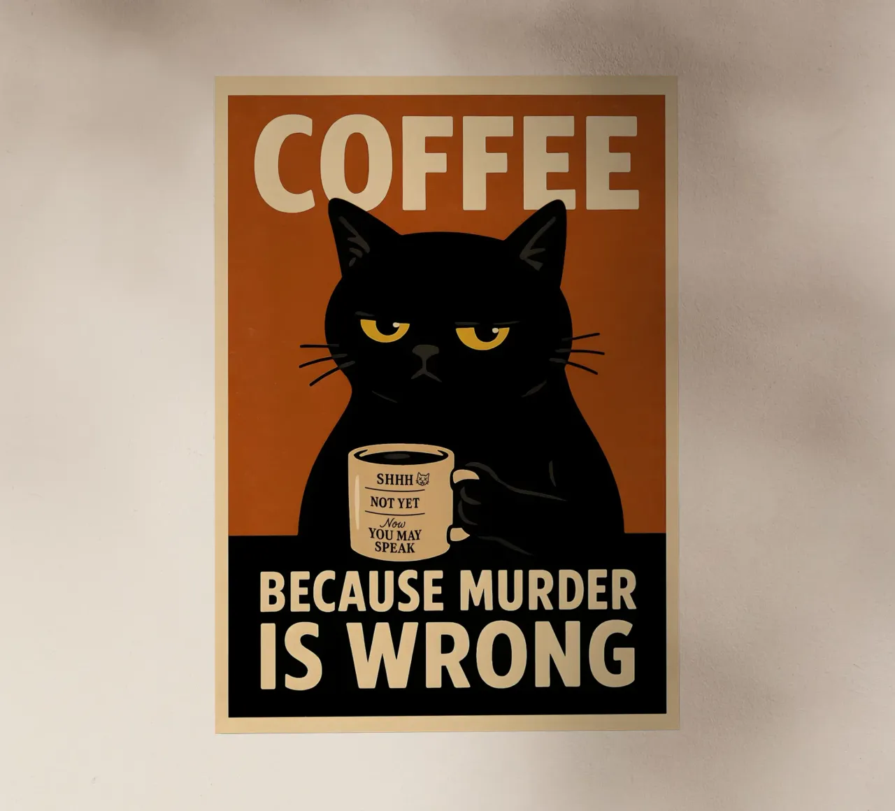 Gatto sarcastico del caffè - Poster mattutino d'epoca pellicola backlit da Lootprint