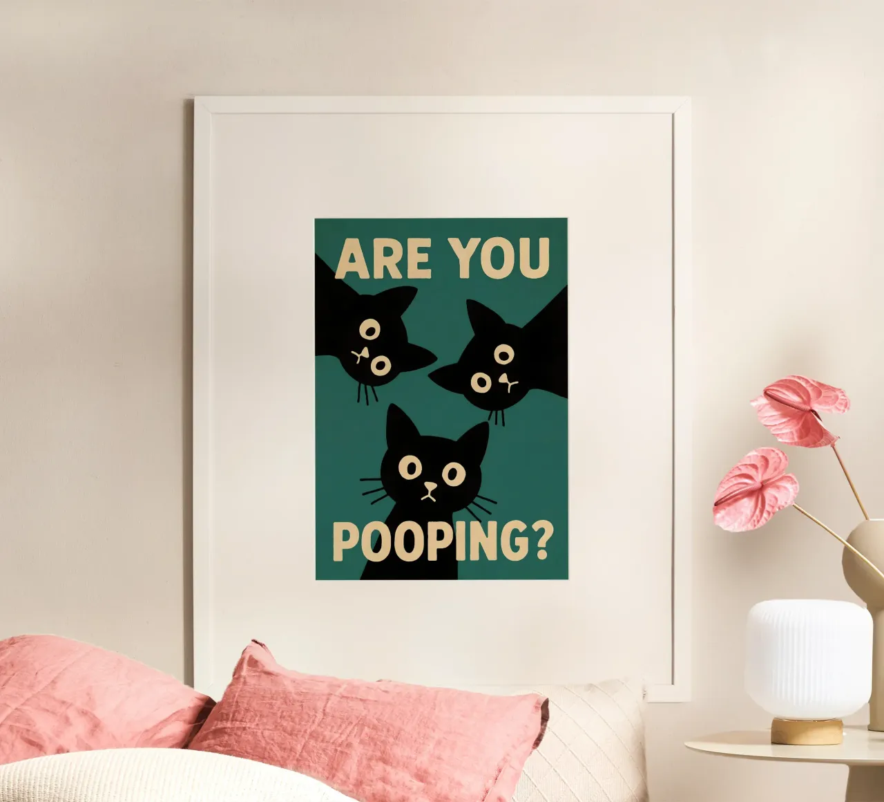 Poster gatto che fa la cacca - Poster igienico minimalista poster da Lootprint