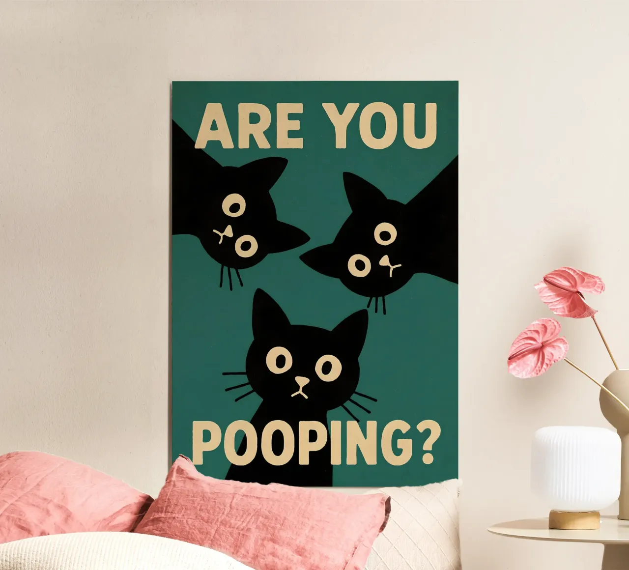 Poster gatto che fa la cacca - Poster igienico minimalista poster da Lootprint