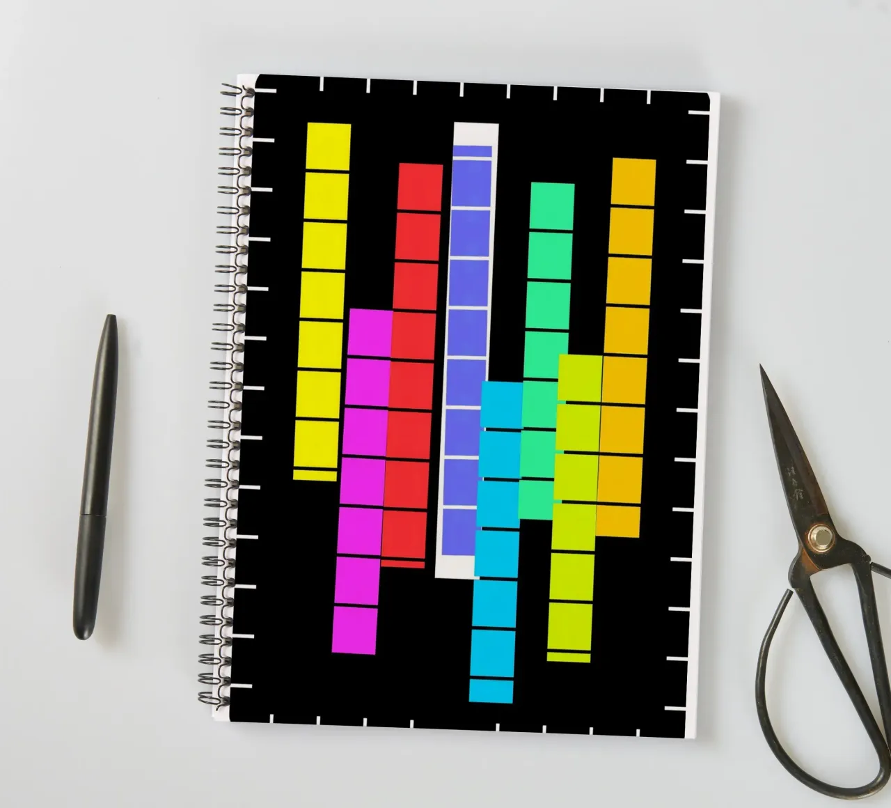 Stack of colours on a black background spiral notebook by Gürsel Yesil Digital Art