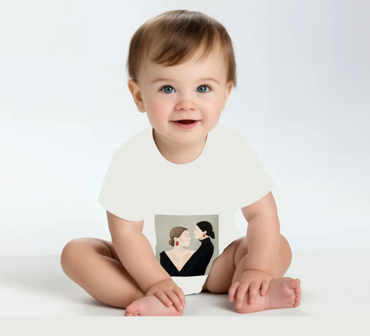 Aligned Model Flow short-sleeve baby romper by Flow Line