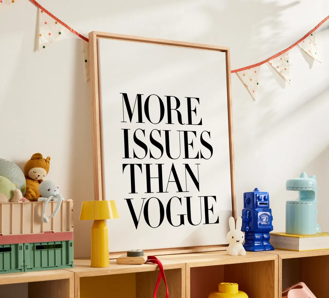 More Issues Than Vogue White canvas with Floater frame by THE MOTIVATED TYPE