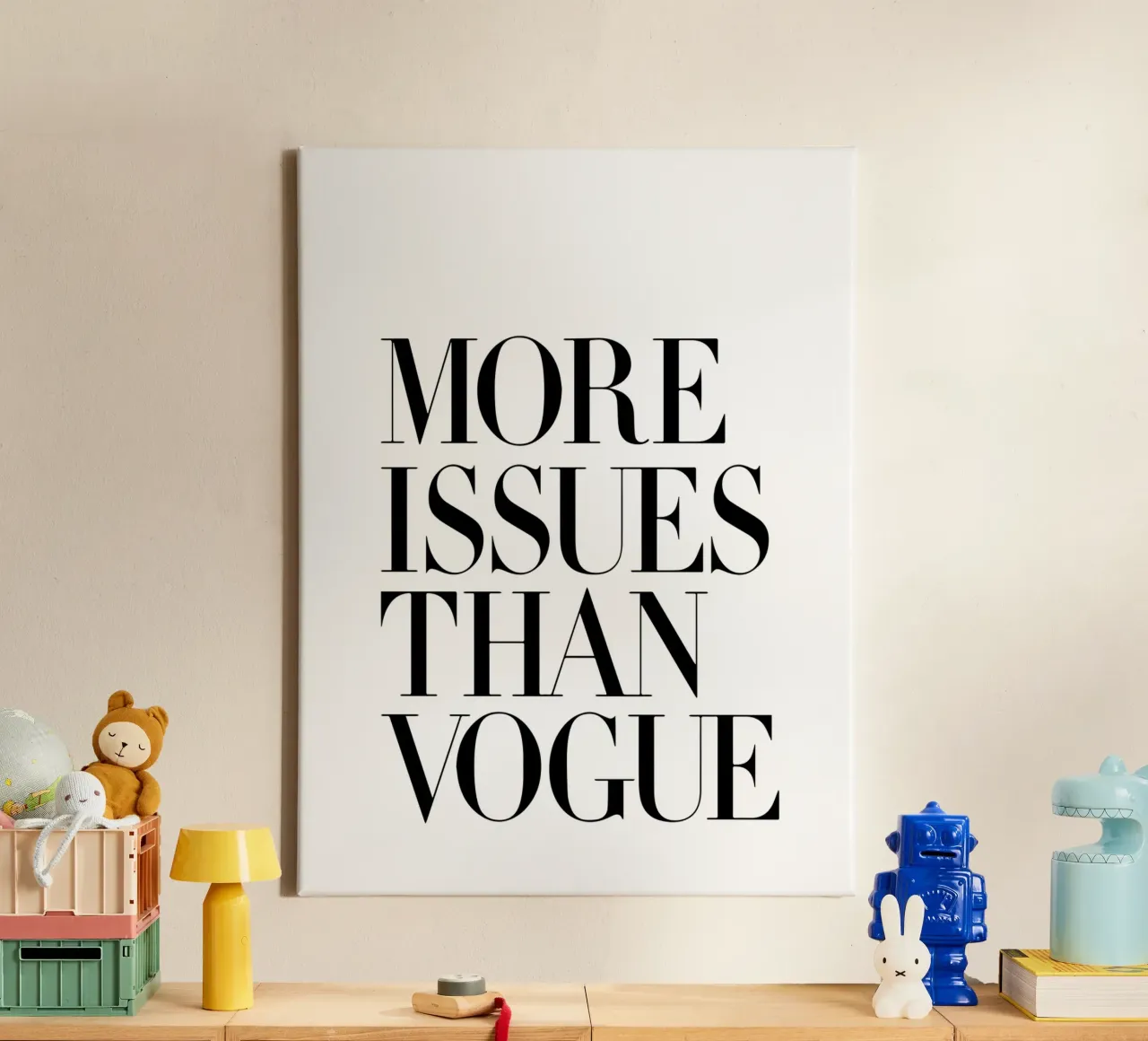 More Issues Than Vogue White canvas with Floater frame by THE MOTIVATED TYPE