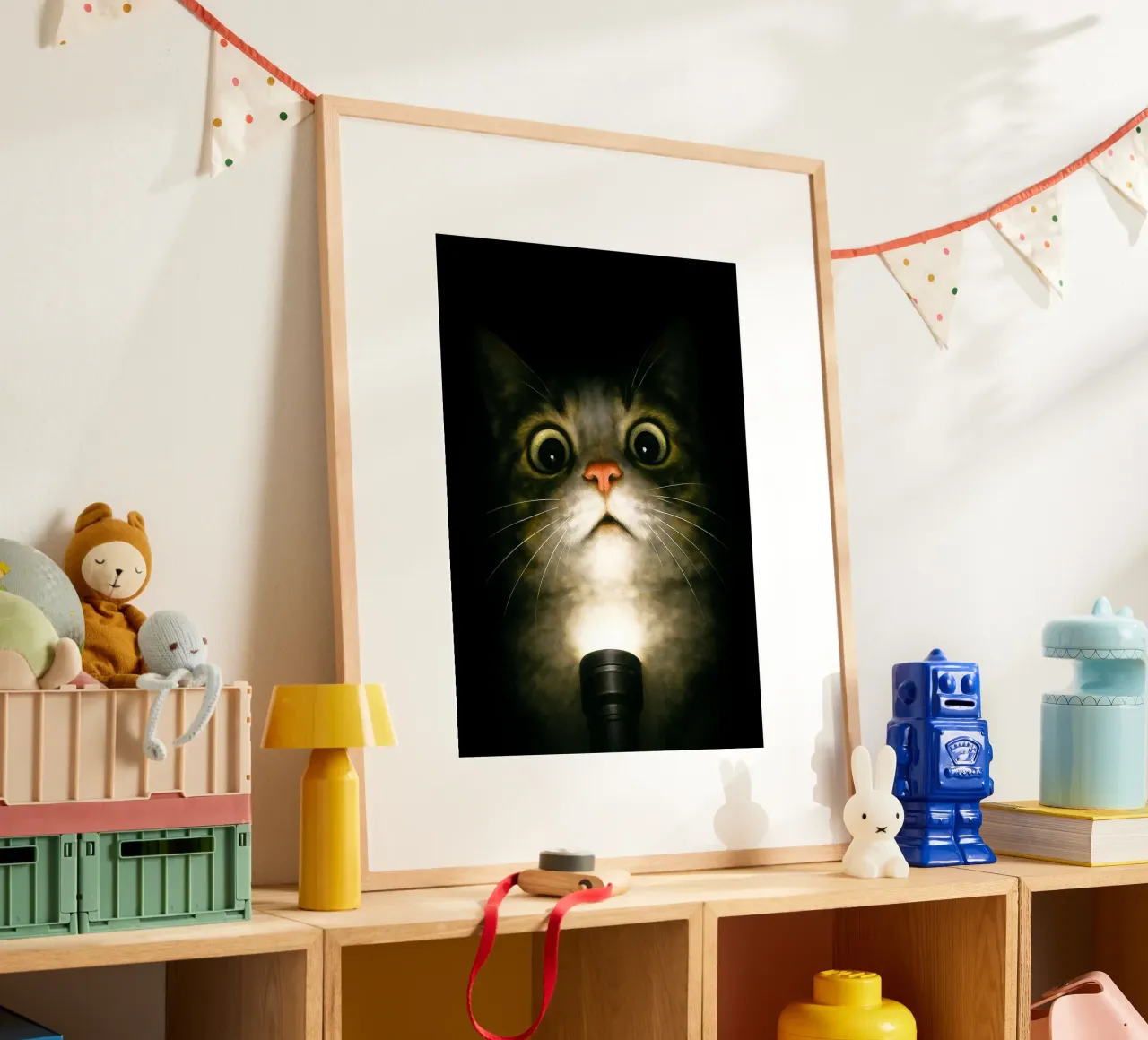Meme del gato asustado - Cartel de terror con linterna poster de Lootprint