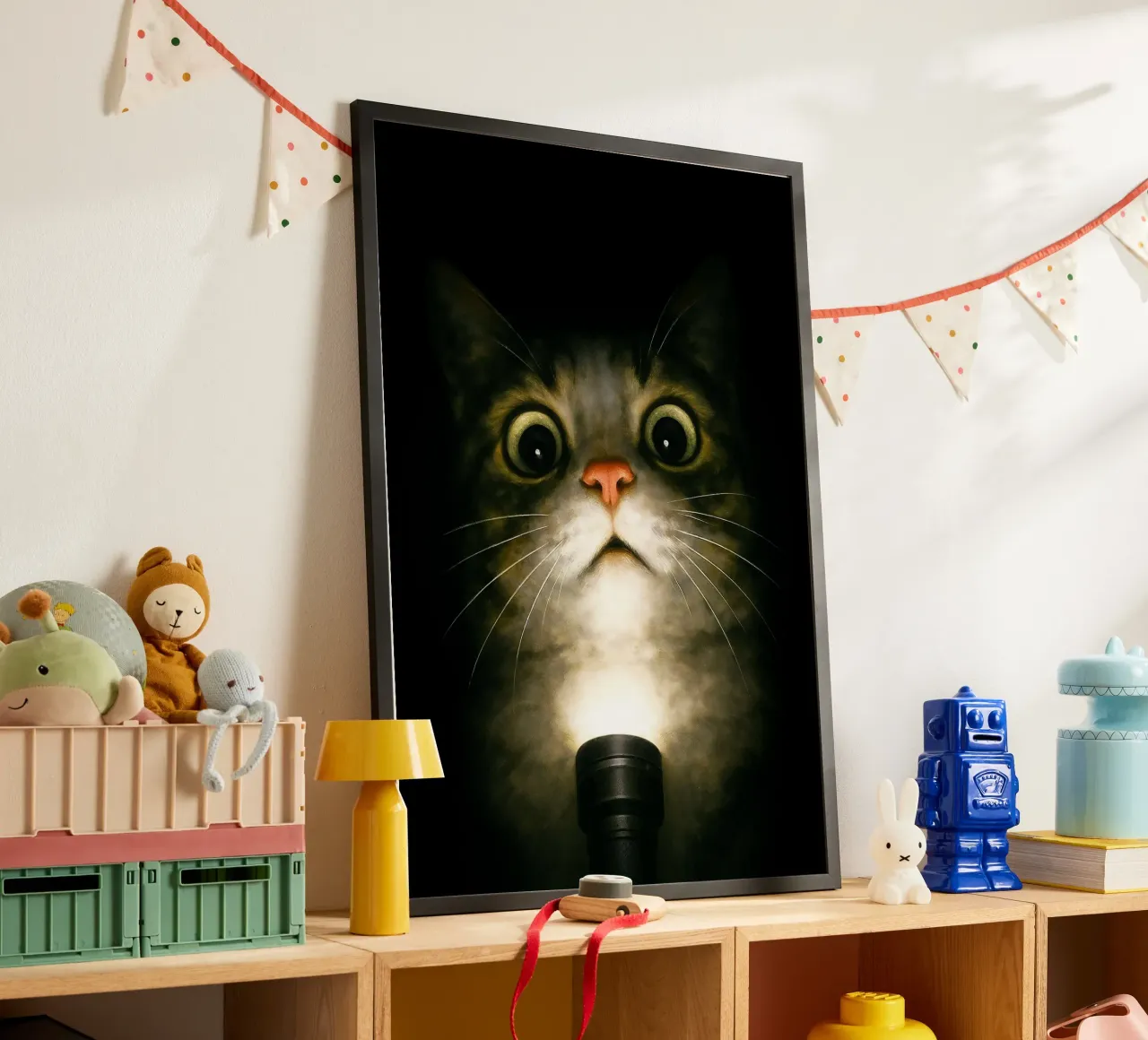Meme del gato asustado - Cartel de terror con linterna poster de Lootprint