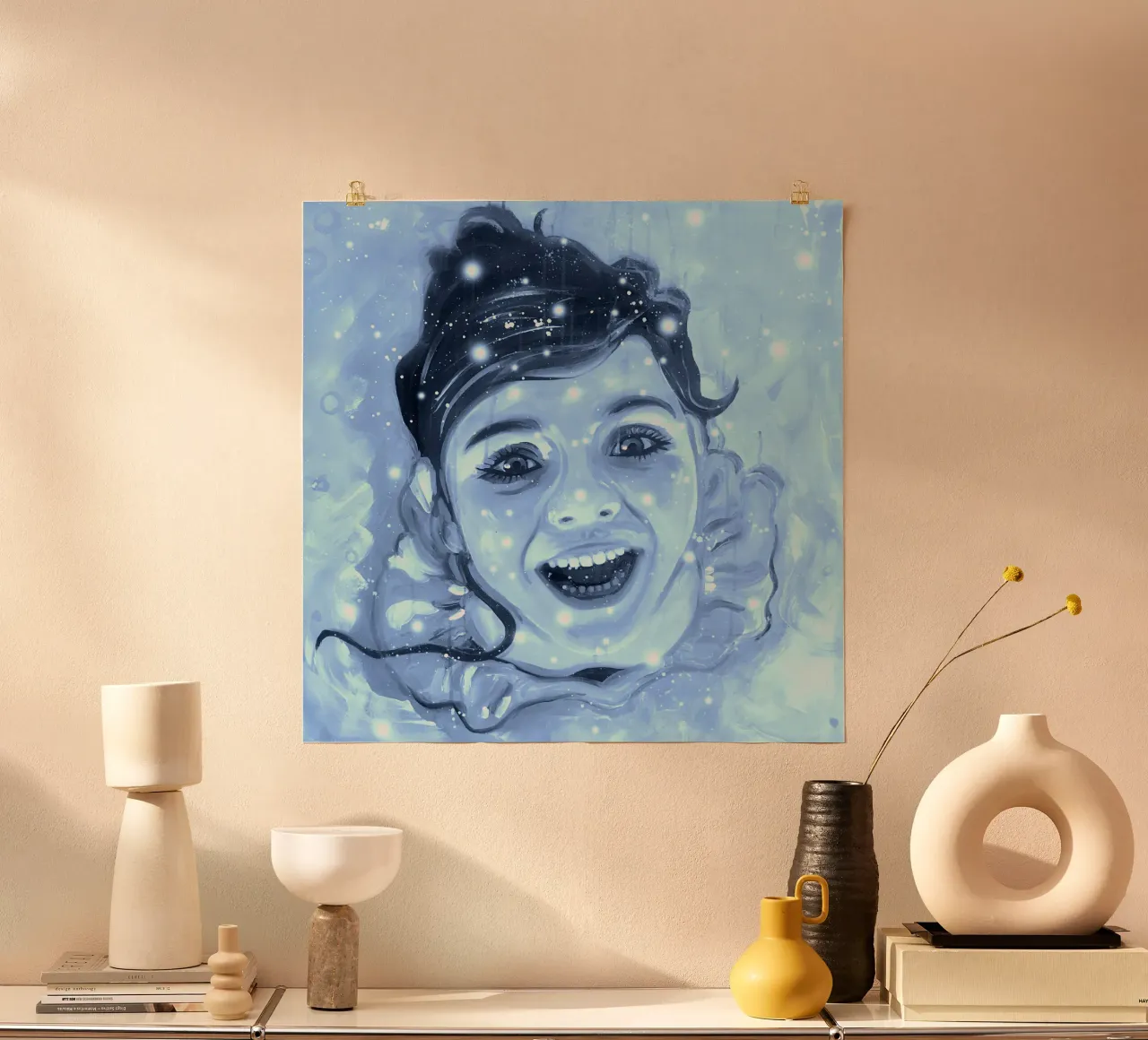 Ballerina fiocchi di neve azzurro poster con telaio in alluminio da Happy 😃 Art 🎨 by Christine Schnoell