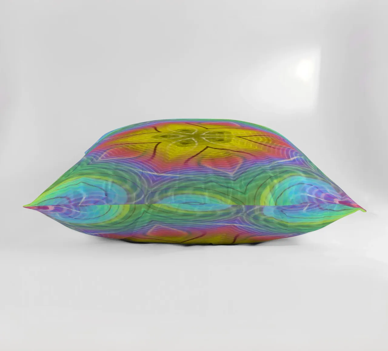 Kaléidoscope spectre de couleurs, forme d'étoile avec motif ondulé coussin de Gürsel Yesil Digital Art