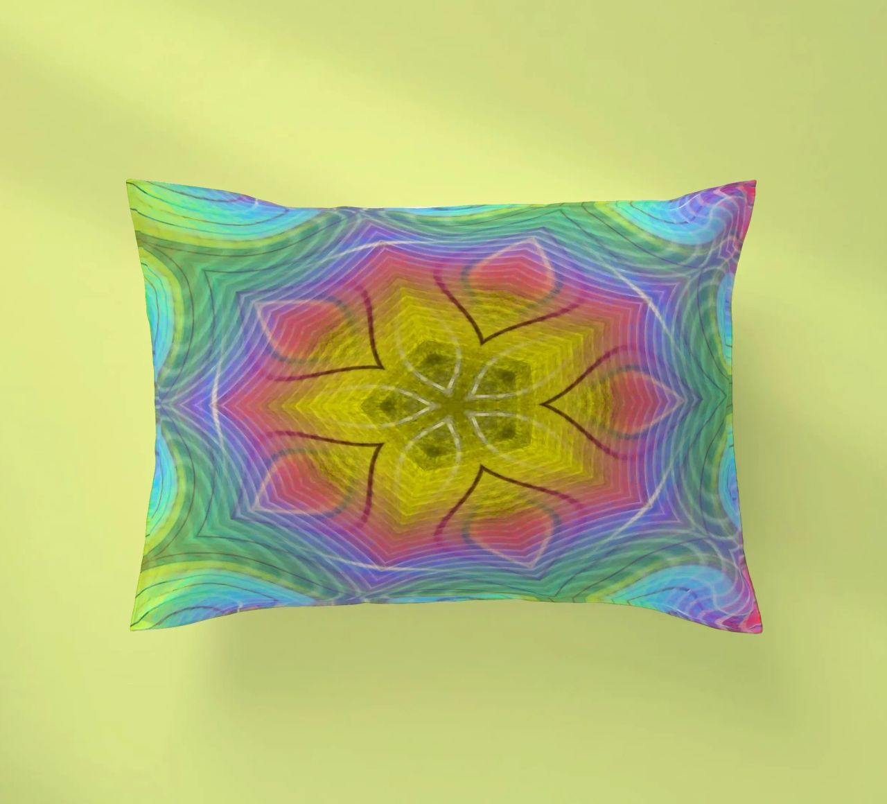 Kaleidoscope colour spectrum, star shape with wavy pattern decorative cushion by Gürsel Yesil Digital Art
