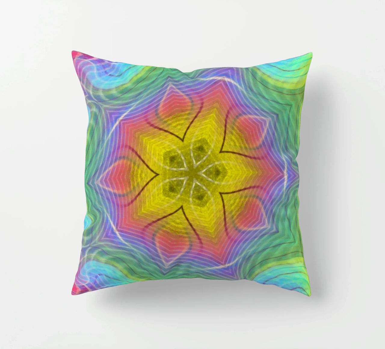 Kaleidoscope colour spectrum, star shape with wavy pattern decorative cushion by Gürsel Yesil Digital Art