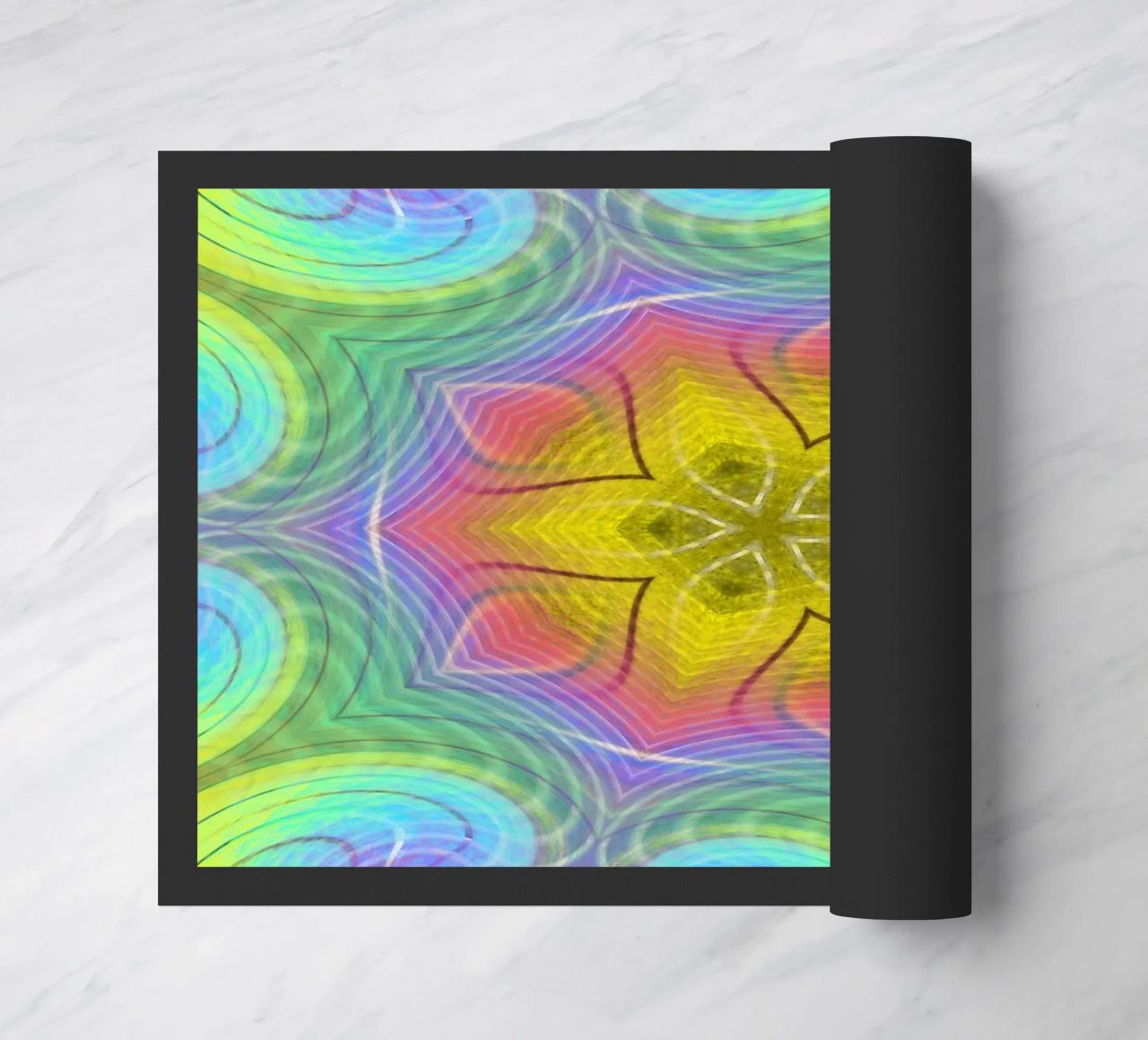 Kaleidoscope colour spectrum, star shape with wavy pattern doormat by Gürsel Yesil Digital Art