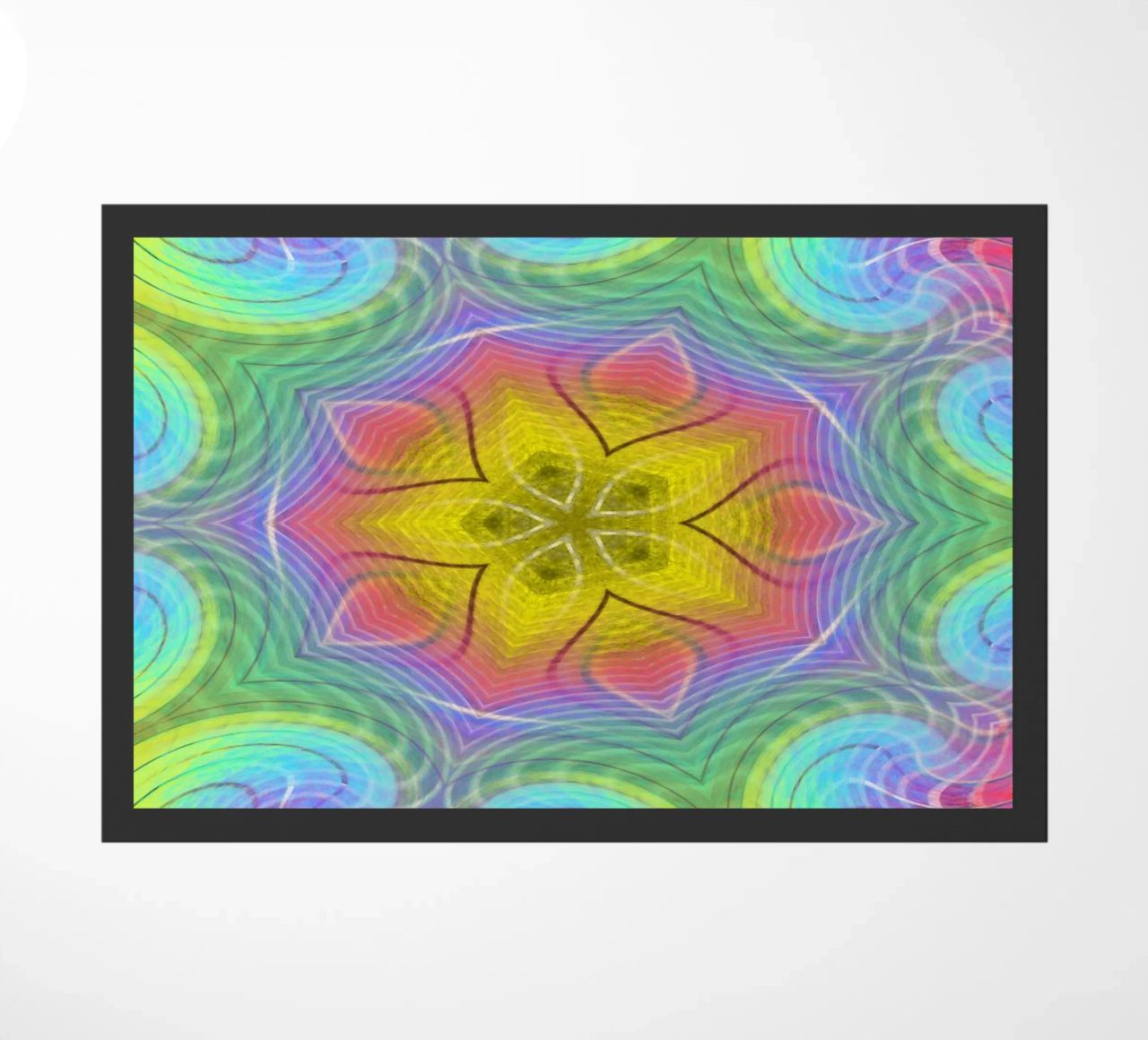 Kaleidoscope colour spectrum, star shape with wavy pattern doormat by Gürsel Yesil Digital Art