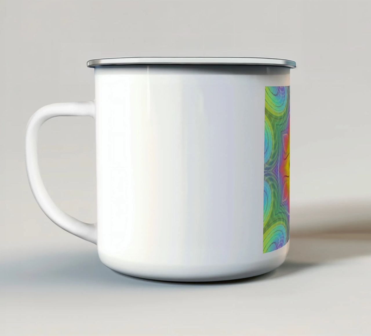 Kaleidoscope colour spectrum, star shape with wavy pattern enamel mug by Gürsel Yesil Digital Art