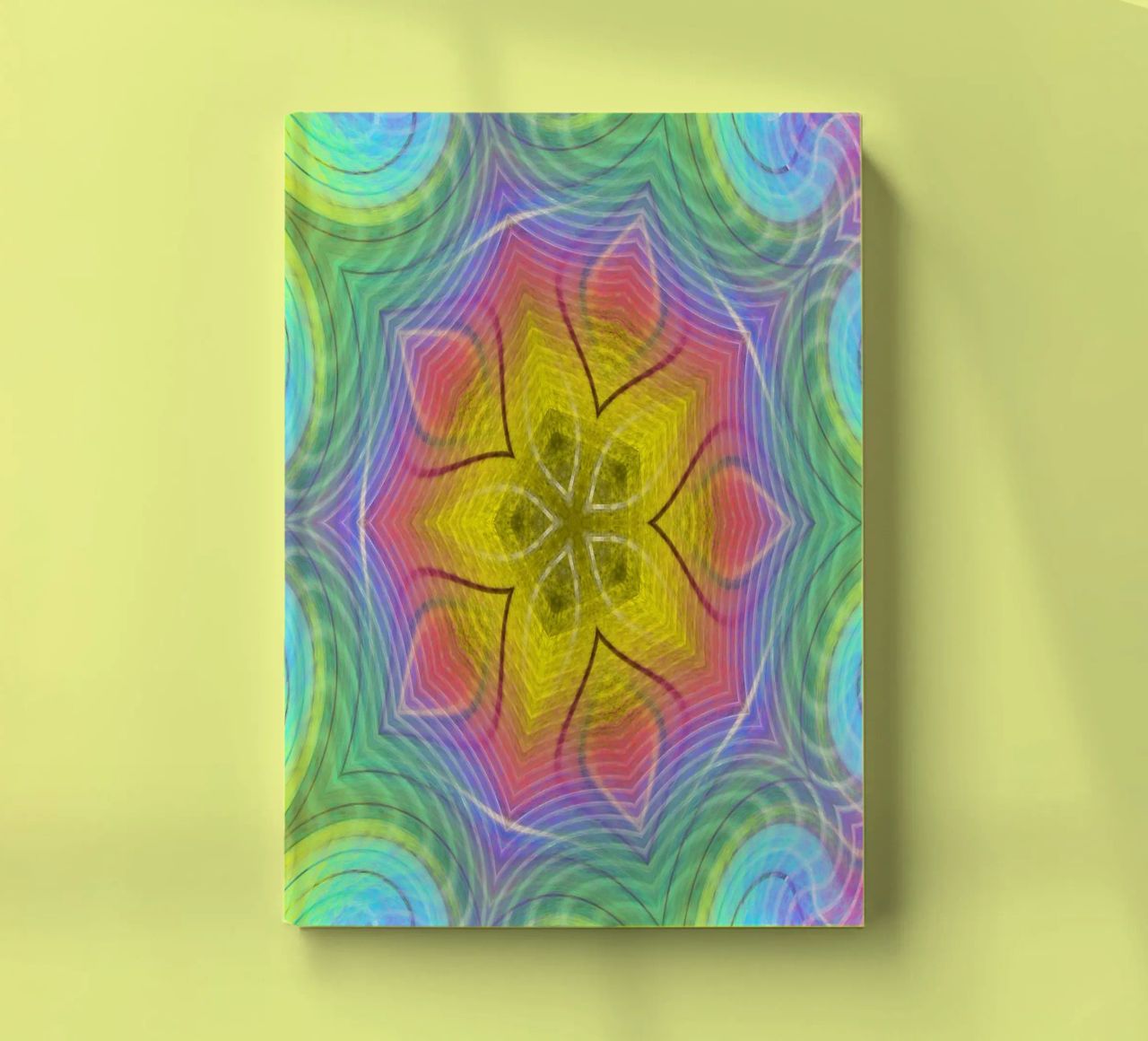 Kaléidoscope spectre de couleurs, forme d'étoile avec motif ondulé carnet de notes de Gürsel Yesil Digital Art