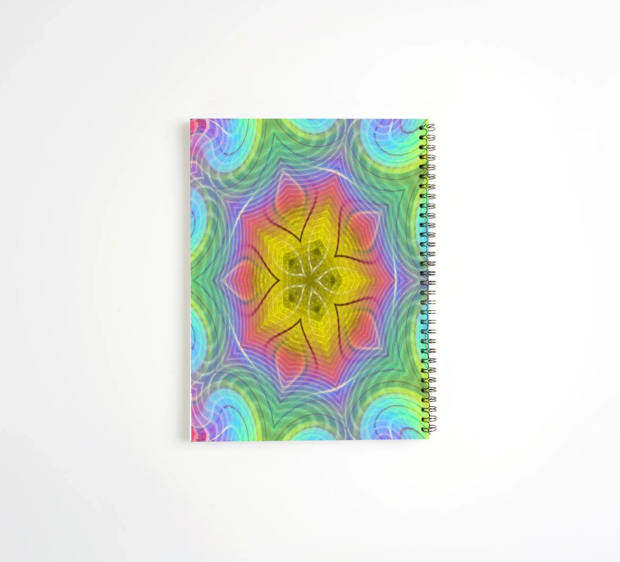 Kaleidoscope colour spectrum, star shape with wavy pattern spiral notebook by Gürsel Yesil Digital Art