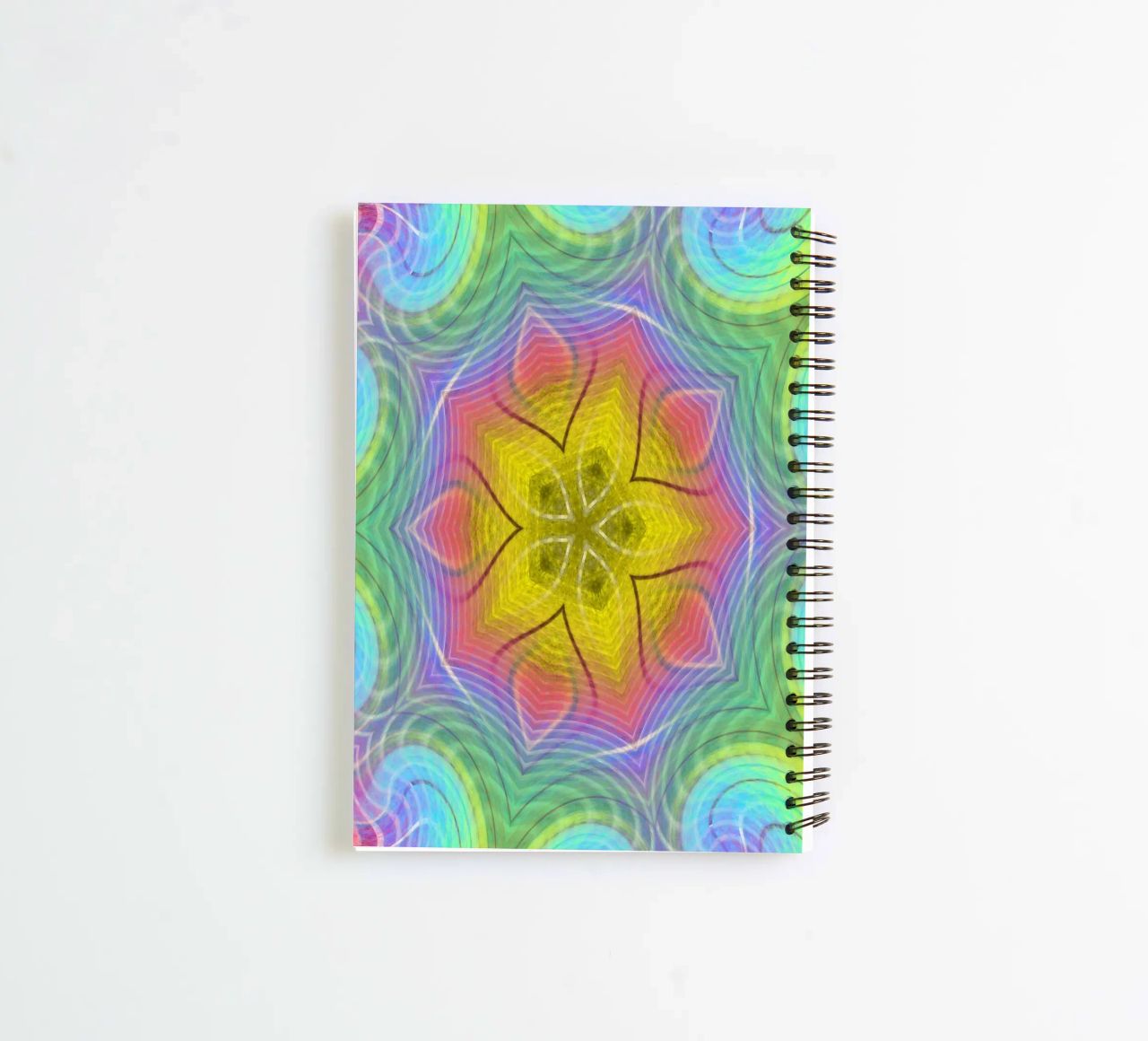 Kaleidoscope colour spectrum, star shape with wavy pattern spiral notebook by Gürsel Yesil Digital Art