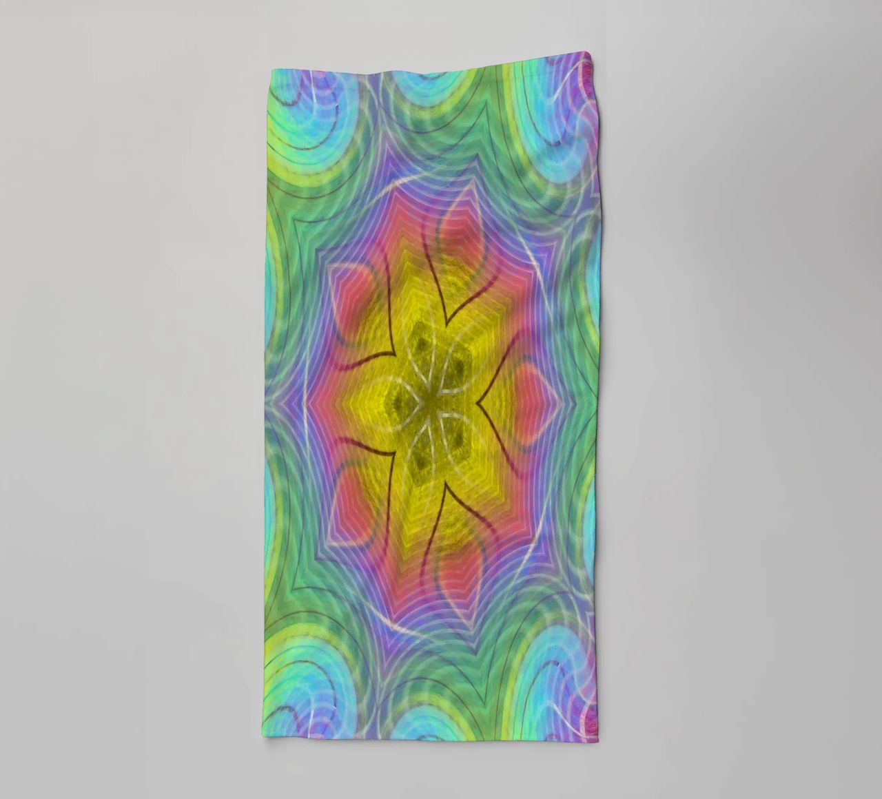 Kaleidoscope colour spectrum, star shape with wavy pattern towel by Gürsel Yesil Digital Art