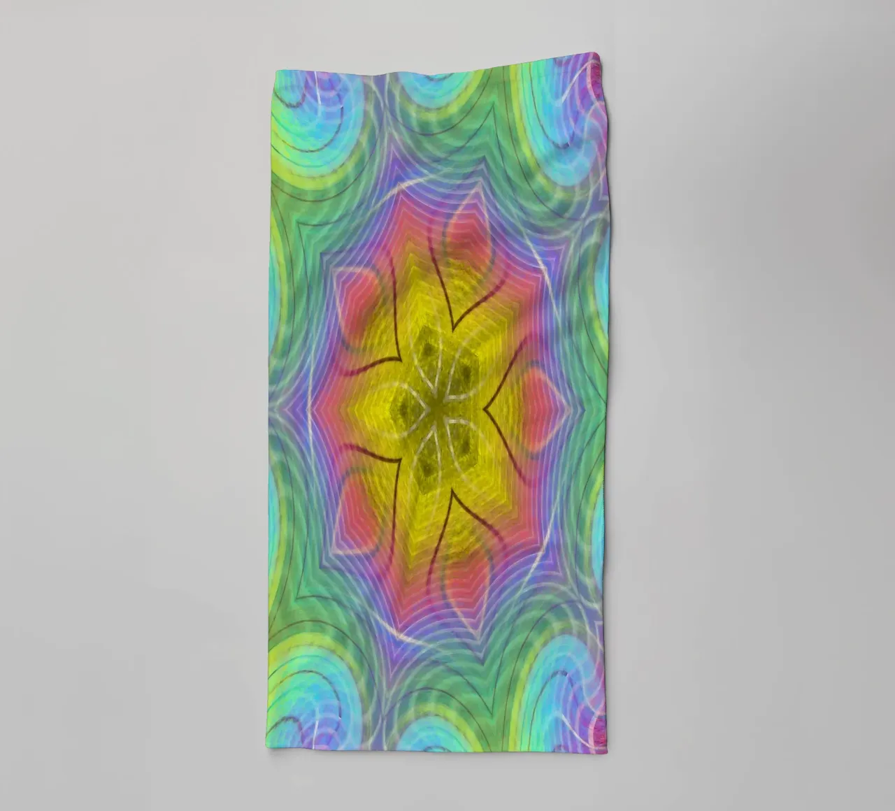 Kaleidoscope colour spectrum, star shape with wavy pattern towel by Gürsel Yesil Digital Art
