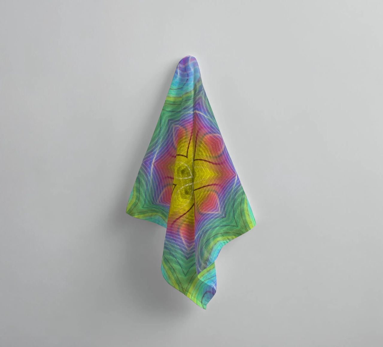 Kaleidoscope colour spectrum, star shape with wavy pattern towel by Gürsel Yesil Digital Art