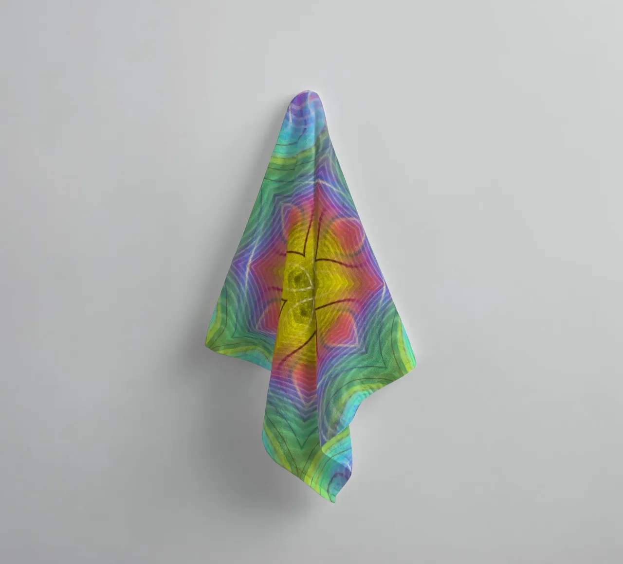 Kaleidoscope colour spectrum, star shape with wavy pattern towel by Gürsel Yesil Digital Art