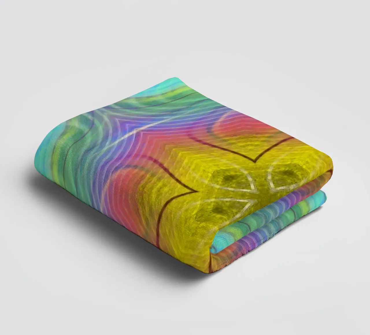 Kaleidoscope colour spectrum, star shape with wavy pattern towel by Gürsel Yesil Digital Art