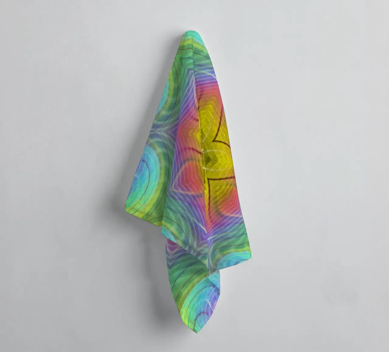 Kaleidoscope colour spectrum, star shape with wavy pattern towel by Gürsel Yesil Digital Art