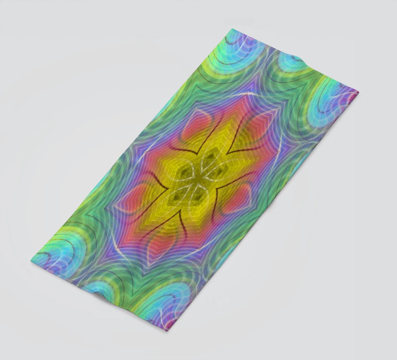 Kaleidoscope colour spectrum, star shape with wavy pattern beach towel by Gürsel Yesil Digital Art