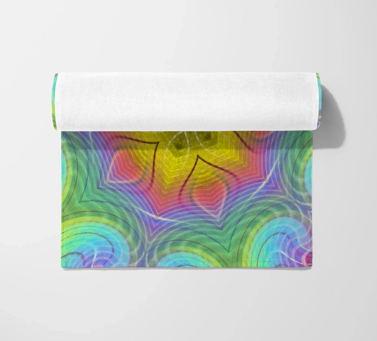 Kaleidoscope colour spectrum, star shape with wavy pattern beach towel by Gürsel Yesil Digital Art