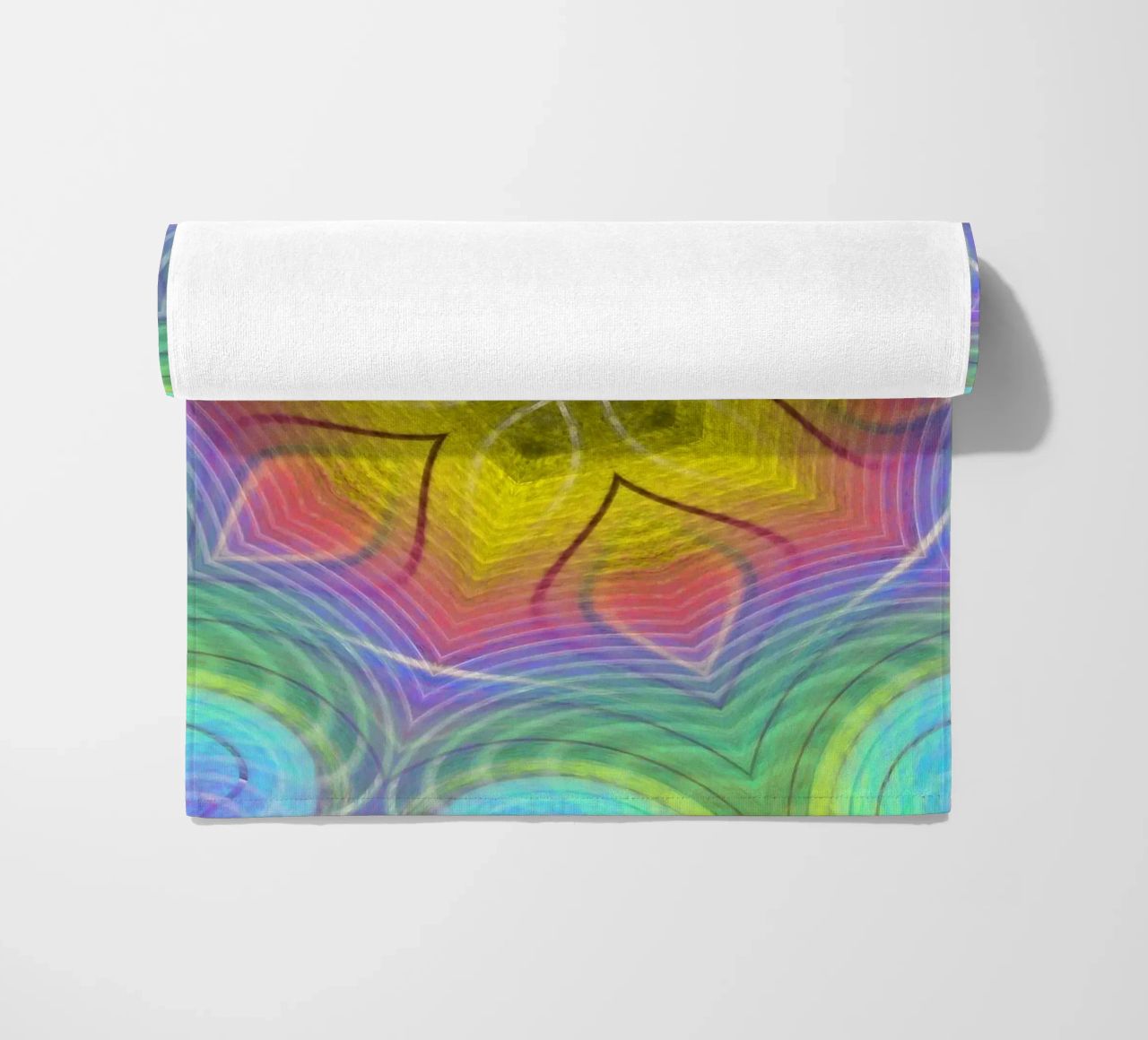 Kaleidoscope colour spectrum, star shape with wavy pattern beach towel by Gürsel Yesil Digital Art