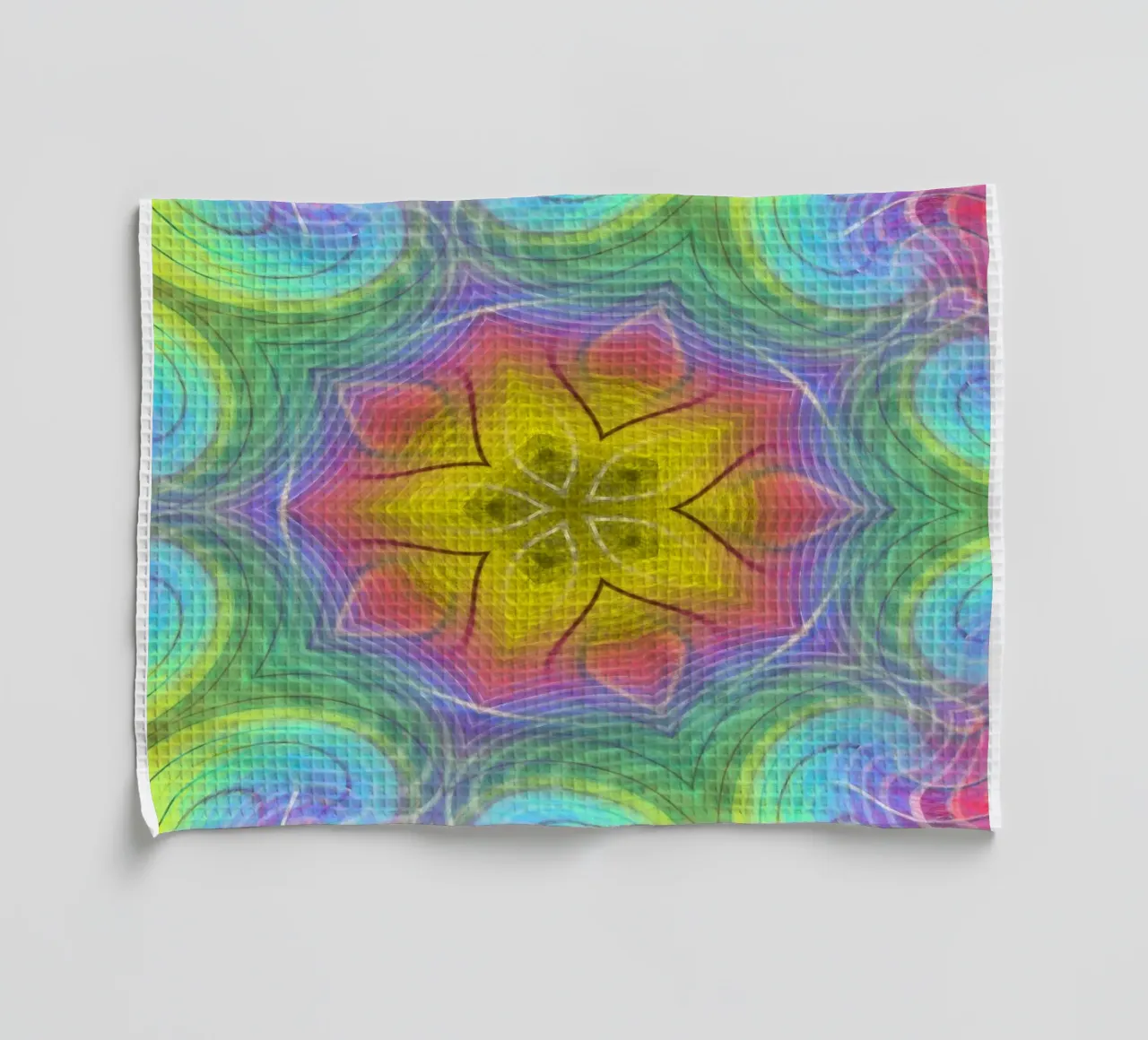 Kaléidoscope spectre de couleurs, forme d'étoile avec motif ondulé torchon de Gürsel Yesil Digital Art