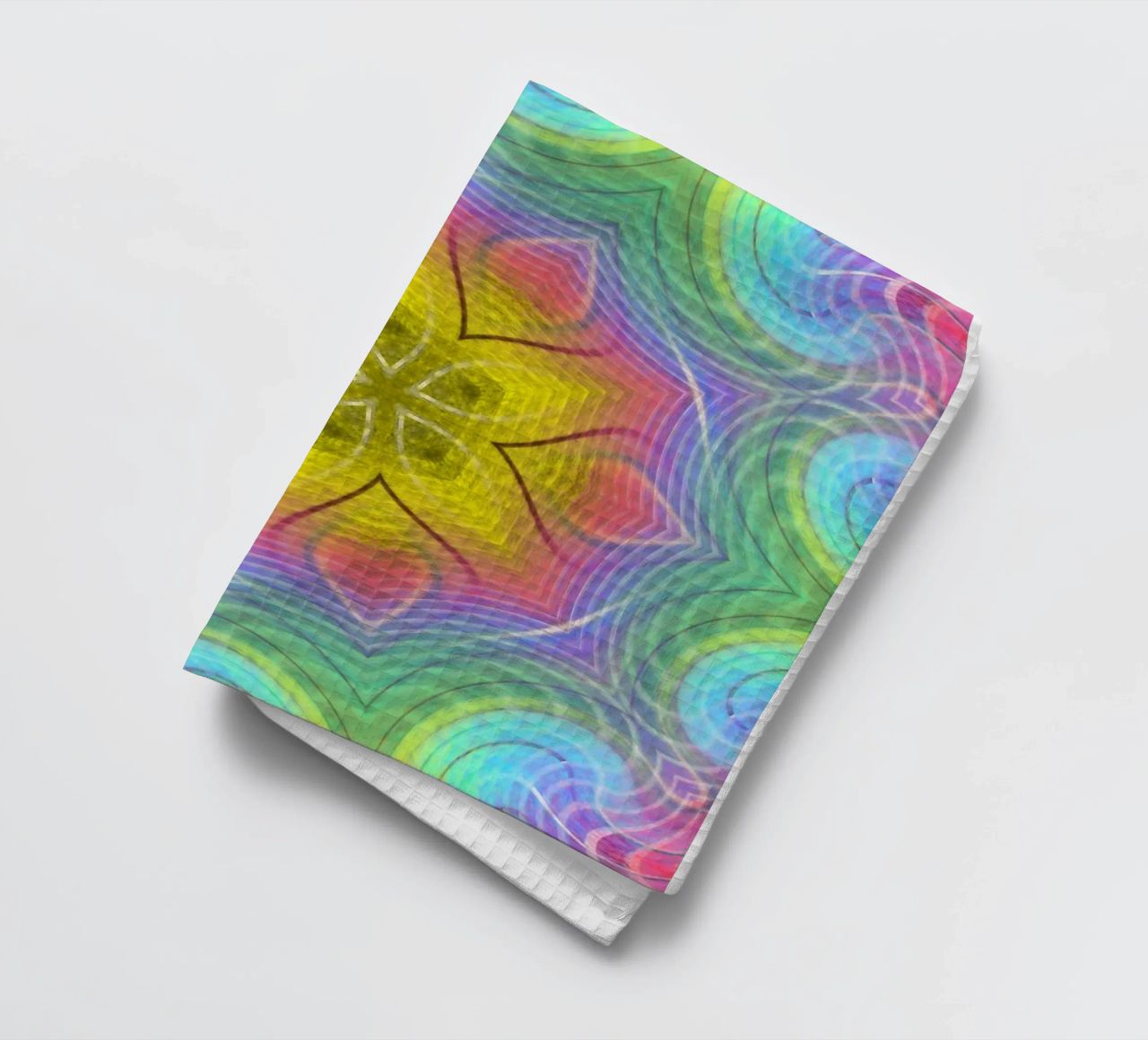 Kaleidoscope colour spectrum, star shape with wavy pattern tea towel by Gürsel Yesil Digital Art