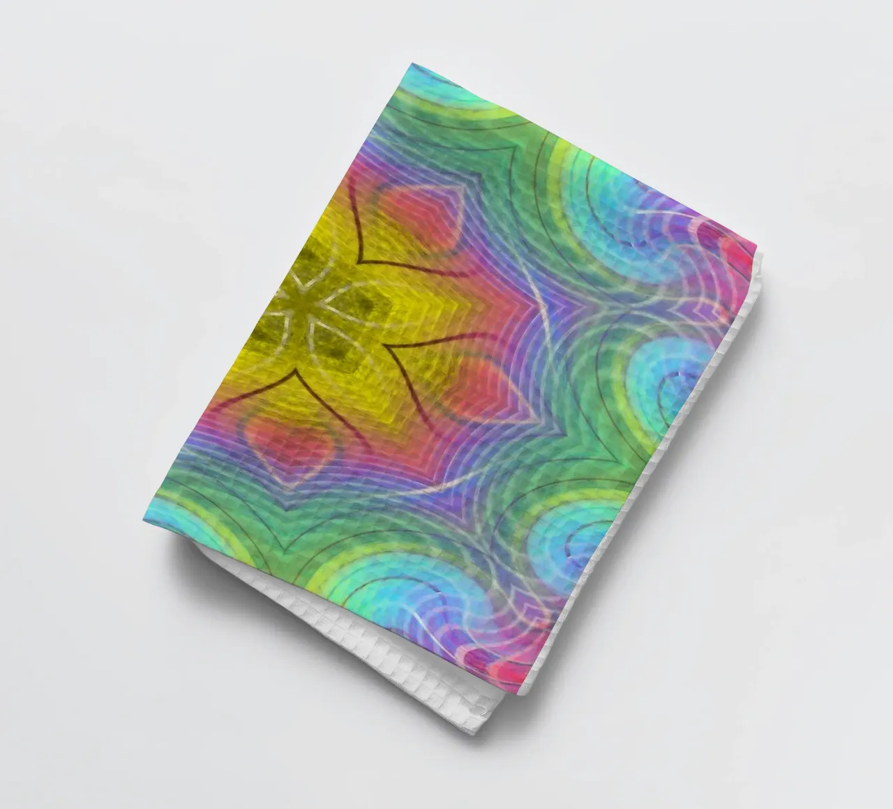Kaléidoscope spectre de couleurs, forme d'étoile avec motif ondulé torchon de Gürsel Yesil Digital Art