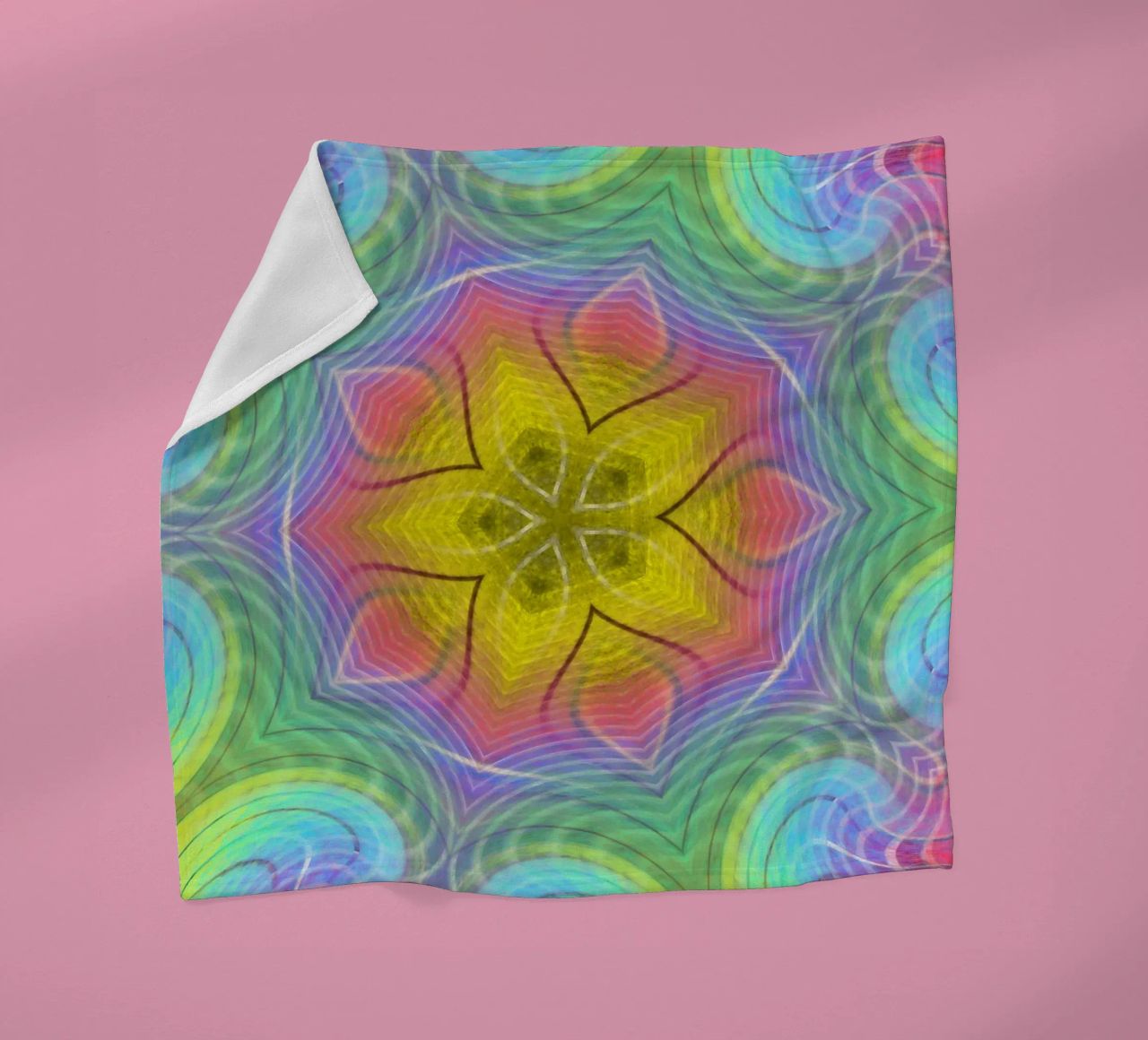 Kaleidoscope colour spectrum, star shape with wavy pattern fleece blanket by Gürsel Yesil Digital Art