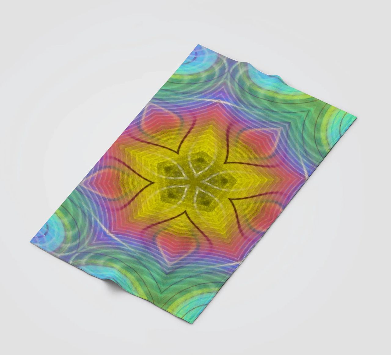 Kaleidoscope colour spectrum, star shape with wavy pattern fleece blanket by Gürsel Yesil Digital Art