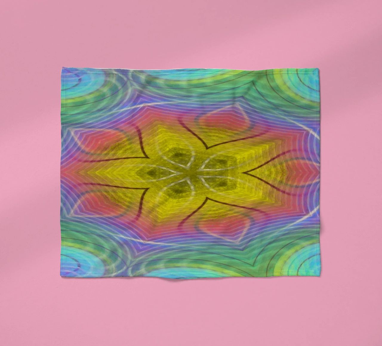 Kaleidoscope colour spectrum, star shape with wavy pattern fleece blanket by Gürsel Yesil Digital Art