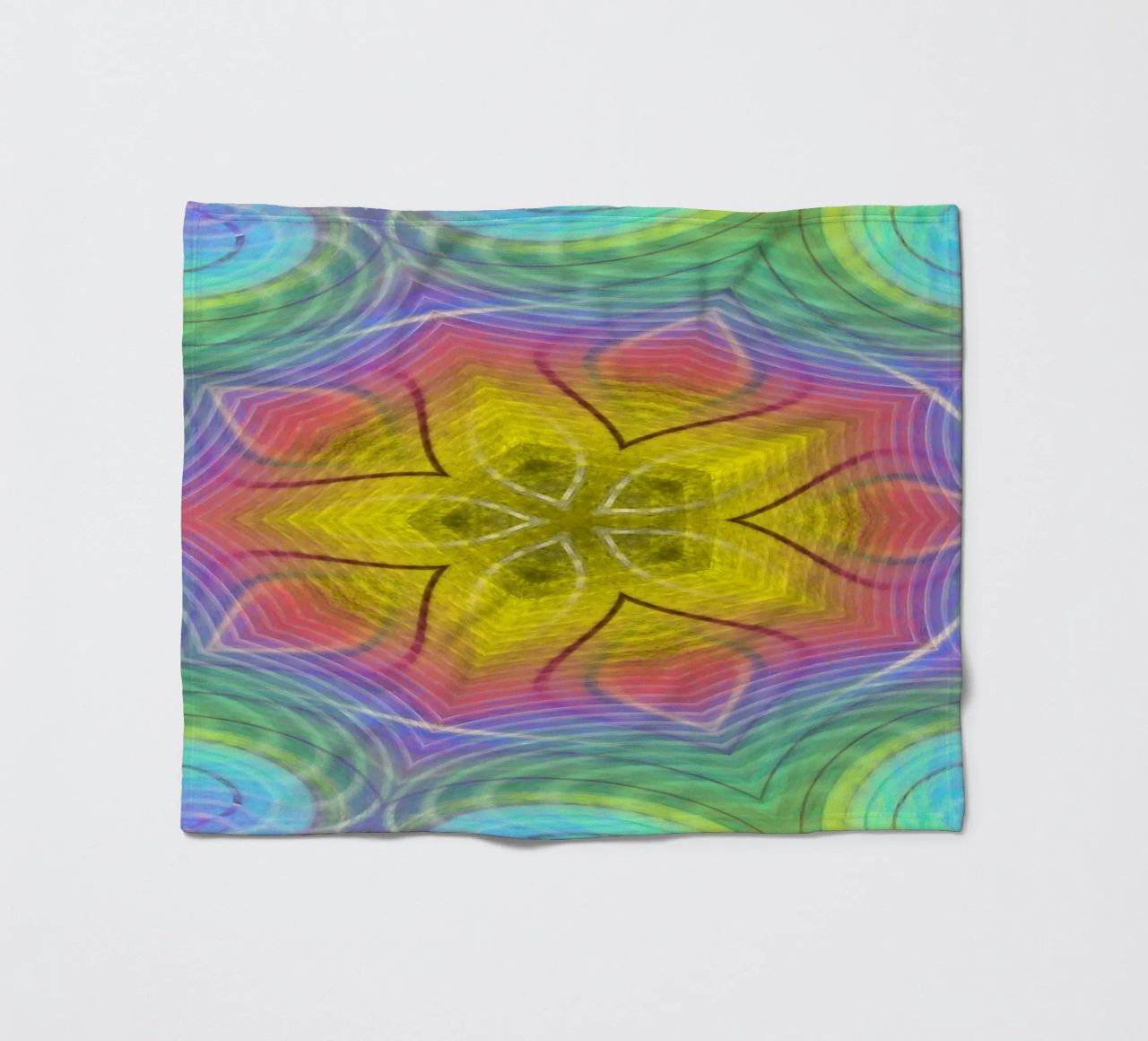 Kaleidoscope colour spectrum, star shape with wavy pattern fleece blanket by Gürsel Yesil Digital Art