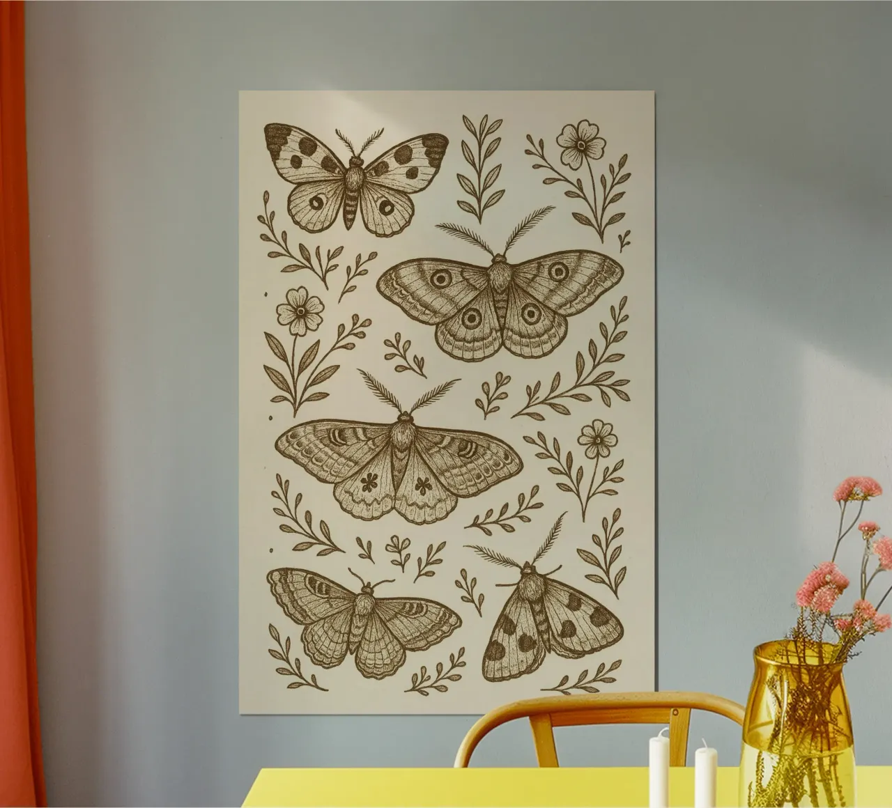 Vintage Moths poster con telaio in plastica da Gypsy Galleria