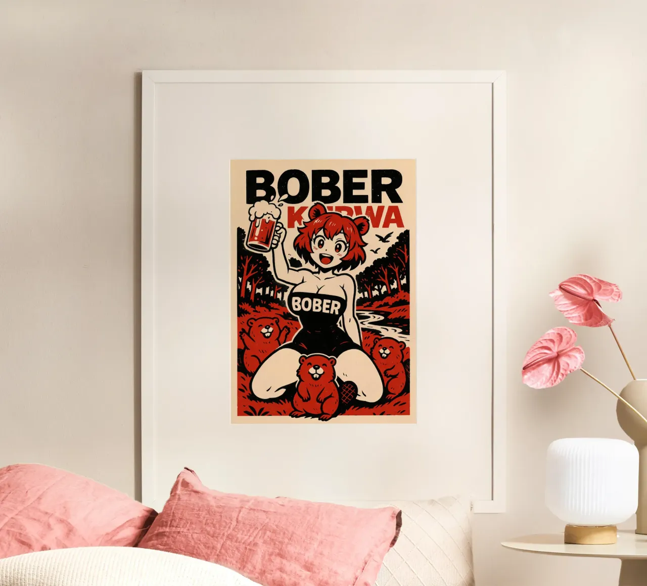 Anime Bober Kurwa and Beer Poster poster da Lootprint