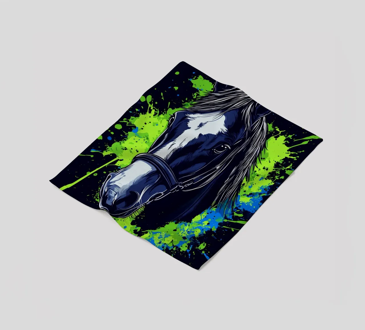 Expressive horse portrait in front of splashes of colour fleece blanket by pixelbull - medieval art and more