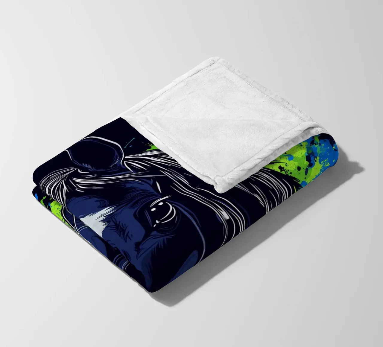 Expressive horse portrait in front of splashes of colour fleece blanket by pixelbull - medieval art and more