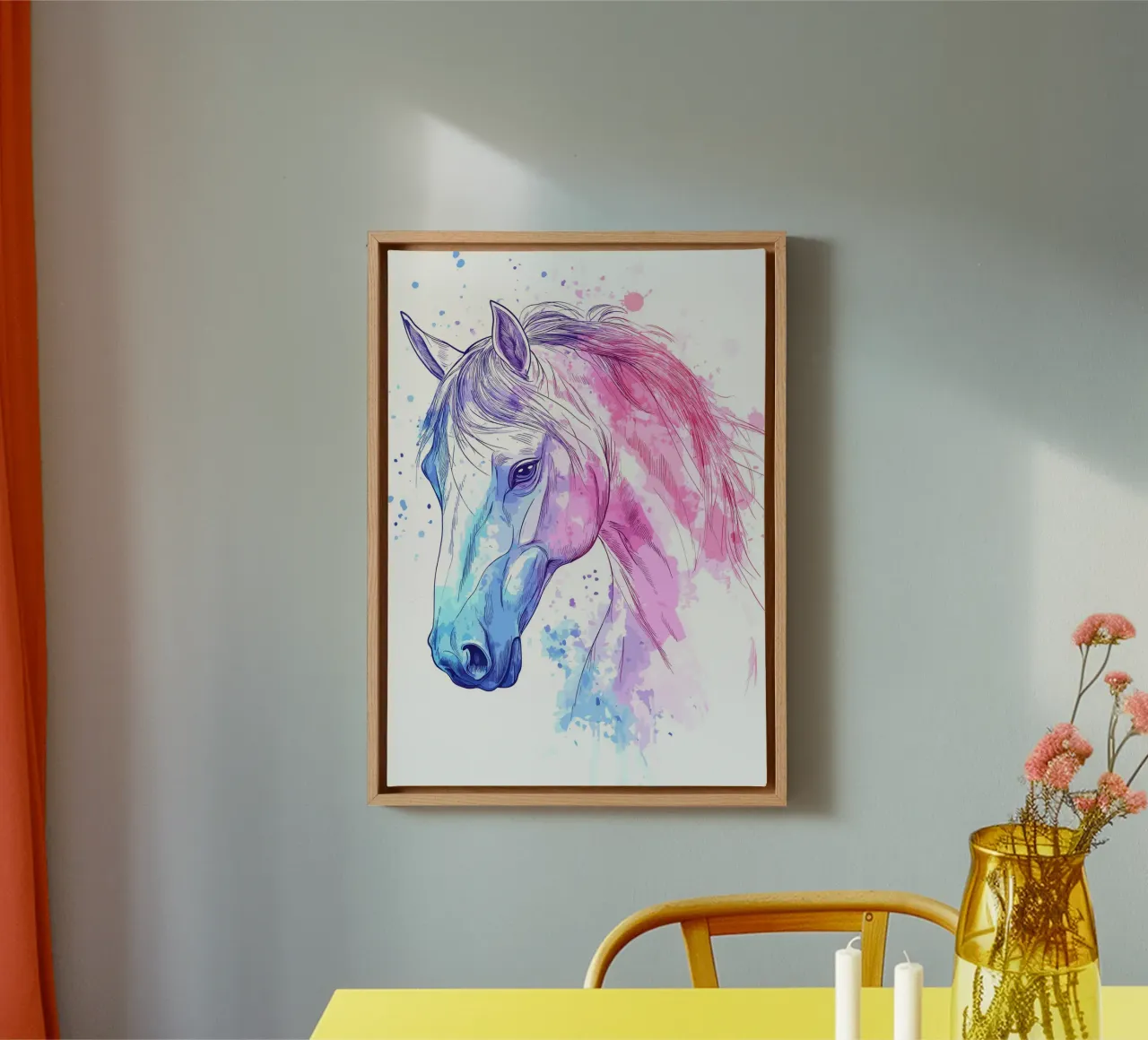 Ritratto di cavallo ad acquerello tela con Cornice a cassetta da pixelbull - medieval art and more