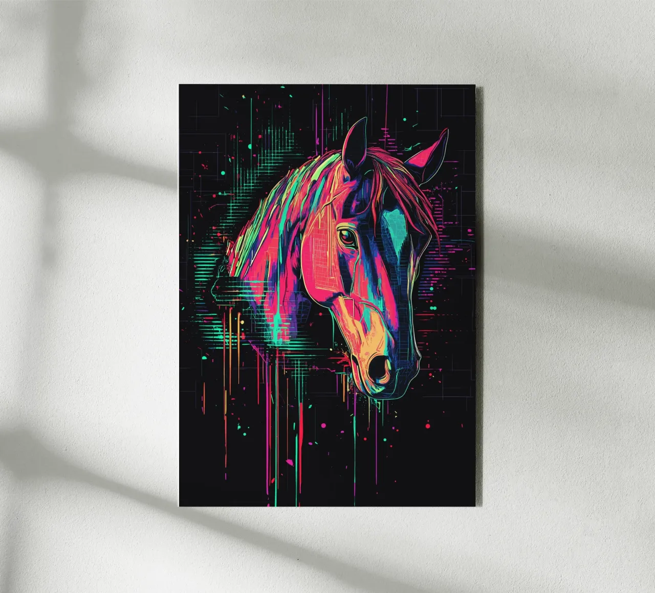 Ritratto a colori intensi di una testa di cavallo pannello forex da pixelbull - medieval art and more