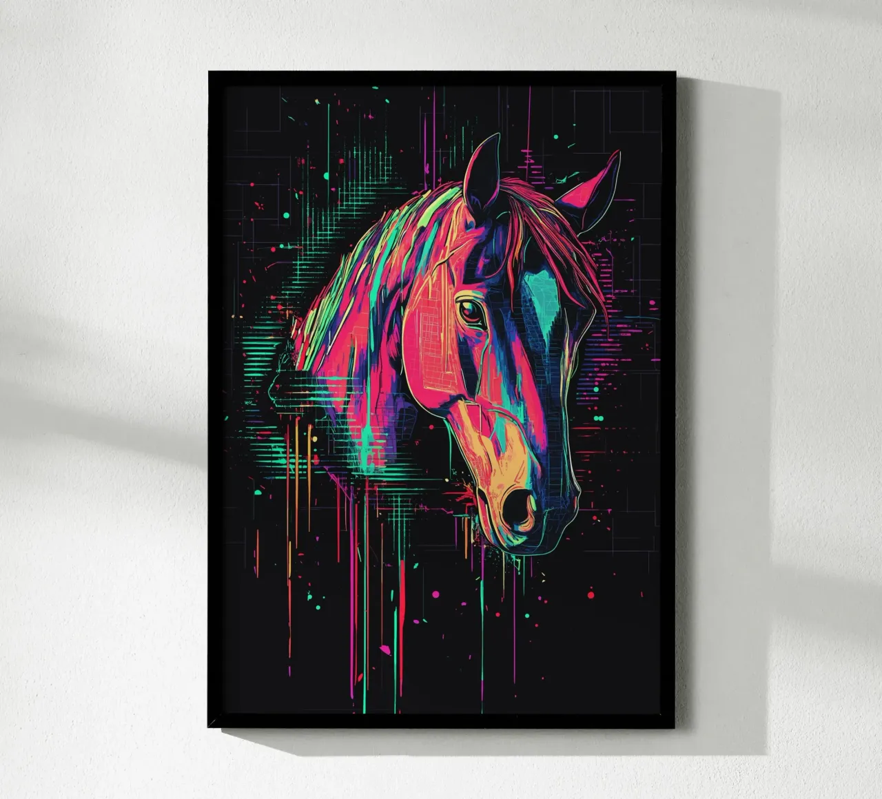 Ritratto a colori intensi di una testa di cavallo poster da pixelbull - medieval art and more