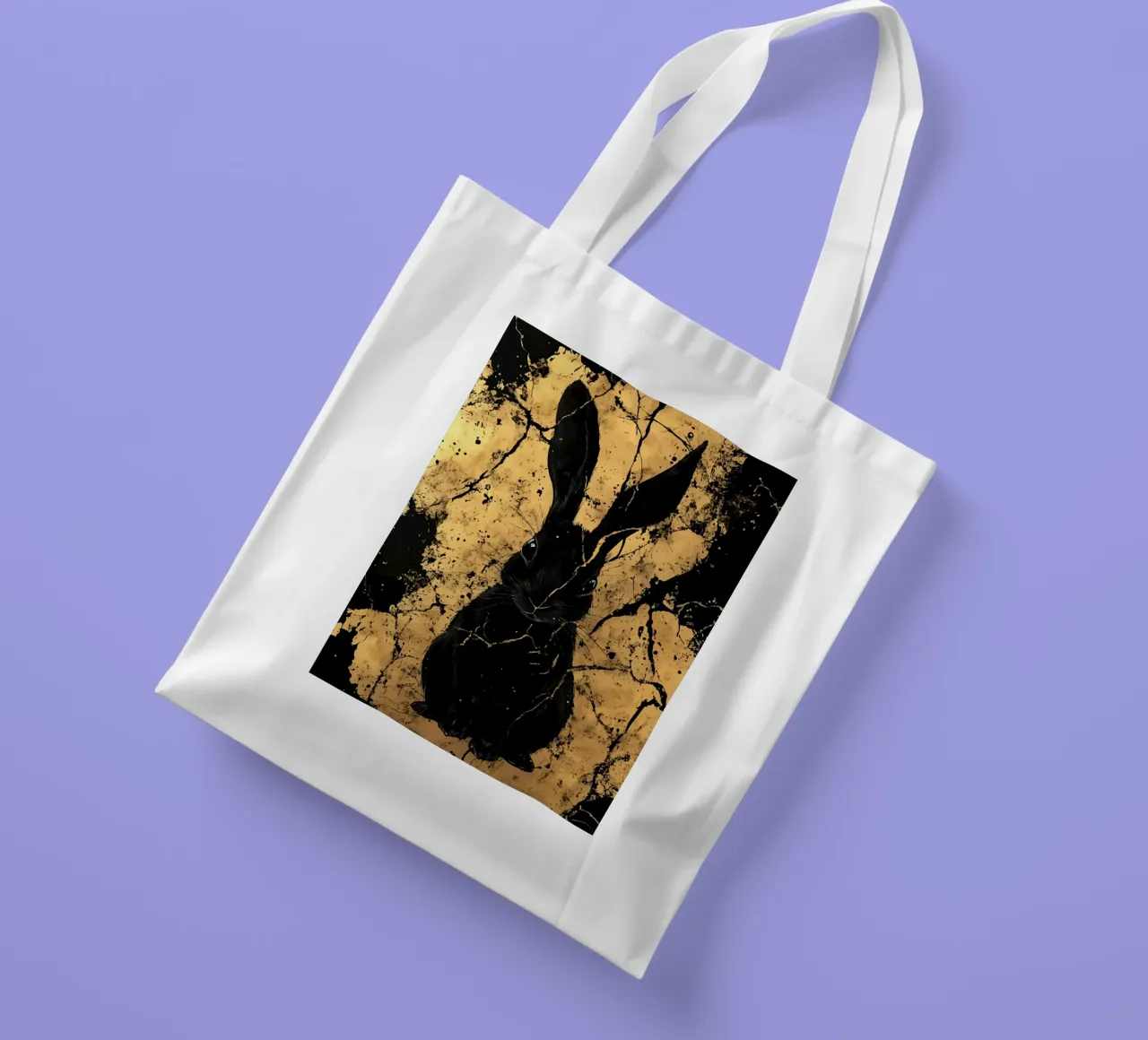 Lapin noir devant une structure dorée tote bag de pixelbull - medieval art and more